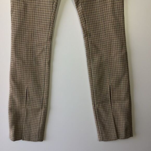 ALC Edwin Glen Check Plaid Brown High Rise Slit Hem Dress Pants - Picture 4 of 14